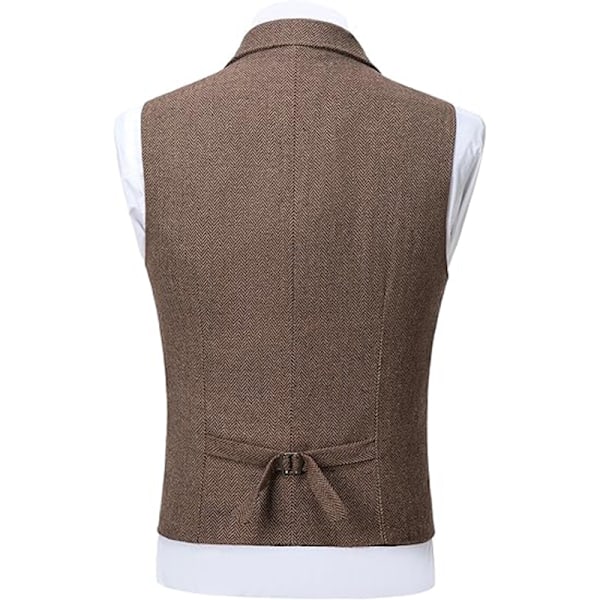 Herre Tweed Dress Vintage Vest Sildebensmønstret Ull Prom Vest Grey L