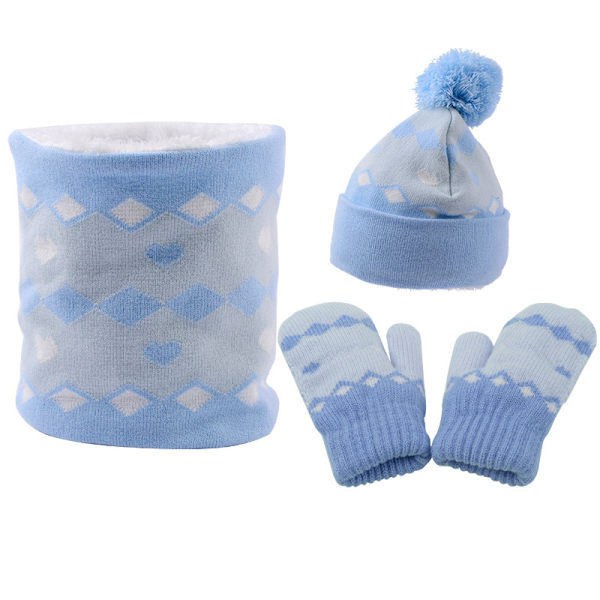 Barn Vinter mössa Hatt Scarf Handskar Set blue