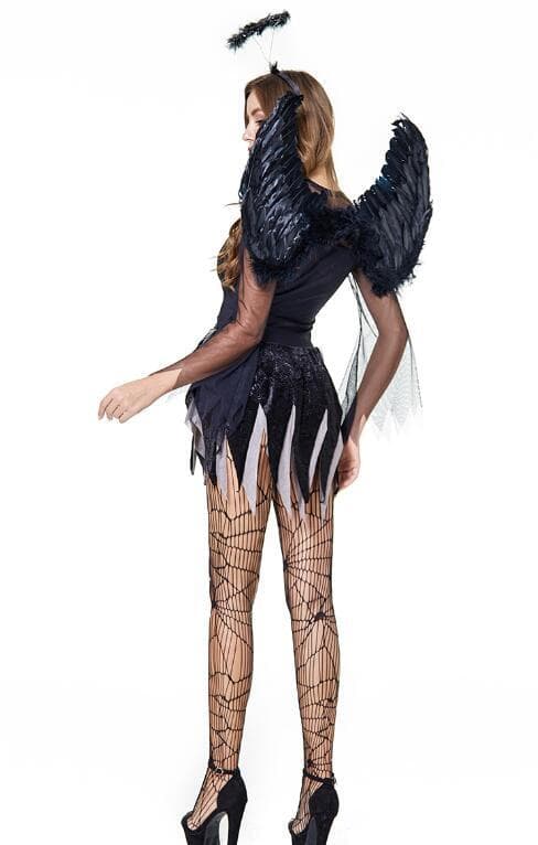 Damer Halloween Mørk Engel Uniform L