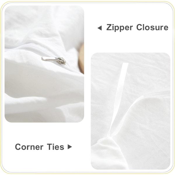 Bomullsöverdrag med Pompom- fransar, 3-delat Bohemiskt Mikrofiberset White Full-200*228cm