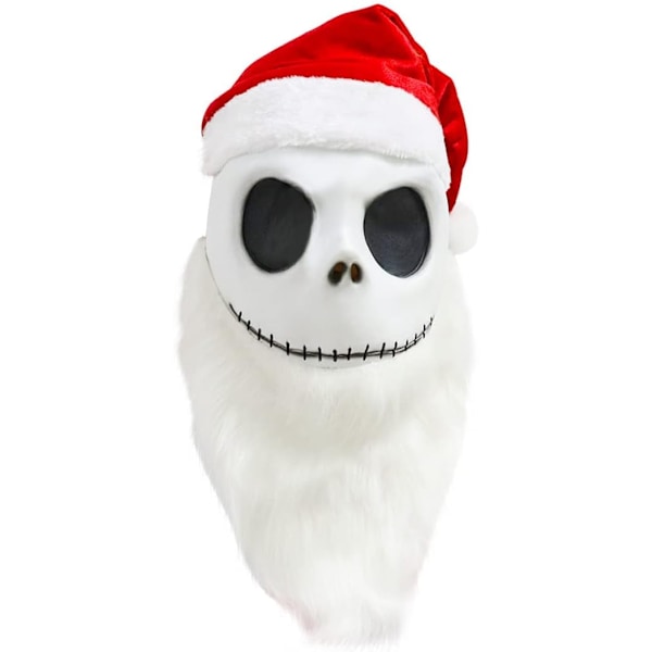 Luuranko Skellington -naamio Joulupukkiparta Joulupukkihattusetti 51CM