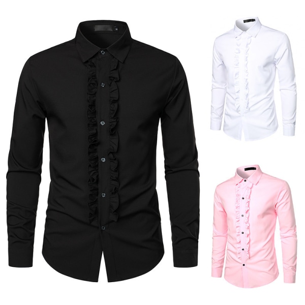 Franska manschettskjortor för män Black XL