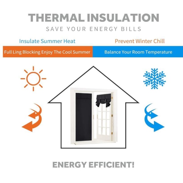 Varmeisolerende dørgardiner med mørkleggingsfunksjon, uten hull 30*40IN