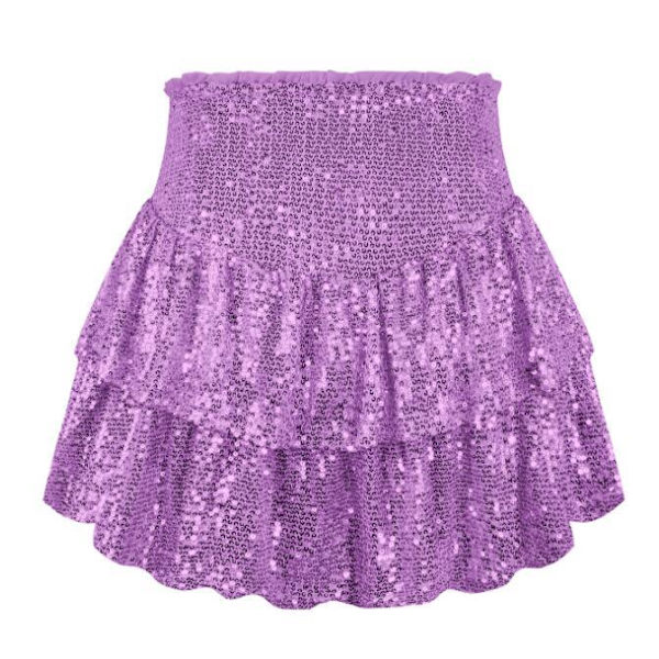 Kvinners Mote Sexy Sekvens Kort Skjørt Purple XS