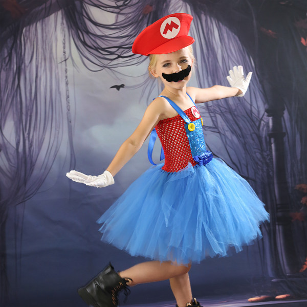 Mario-skjørtkostyme for jenter Red 120cm