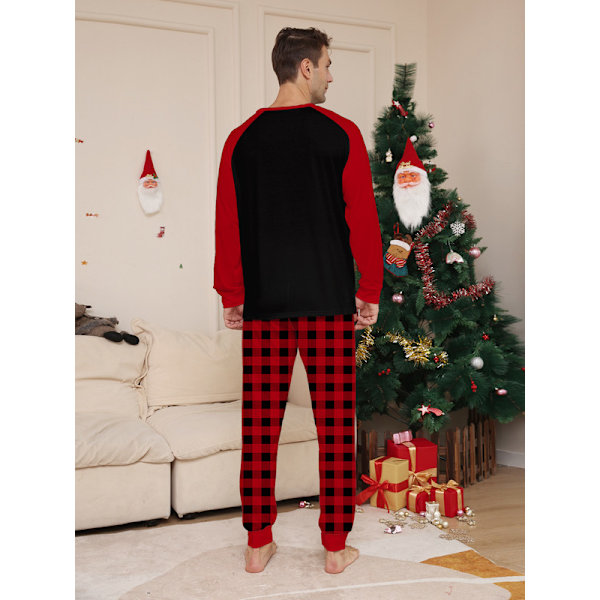 Julpyjamas med söt ren-print, långärmad pyjamasuppsättning Dad 4XL