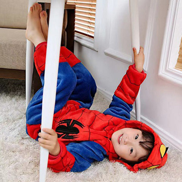 Aikuisen Spiderman Onesie-Pyjamat, Halloween Flanelli Cosplay-Puku Uniasu M