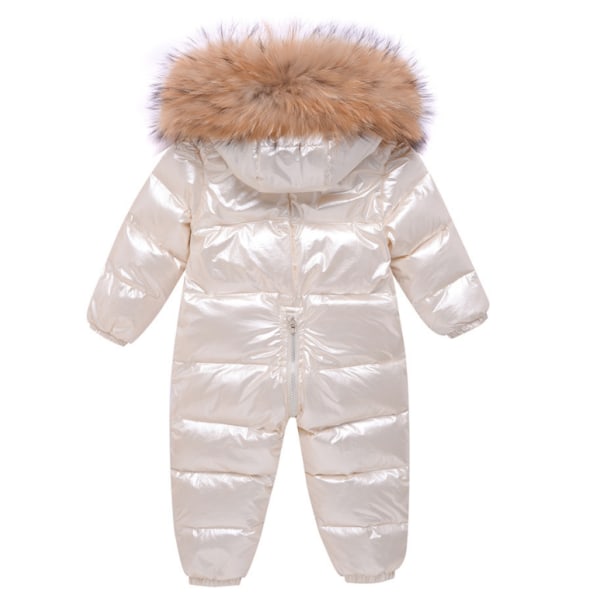 Baby vinter snödräkt kappa Romper Ytterkläder Huva beige 90cm