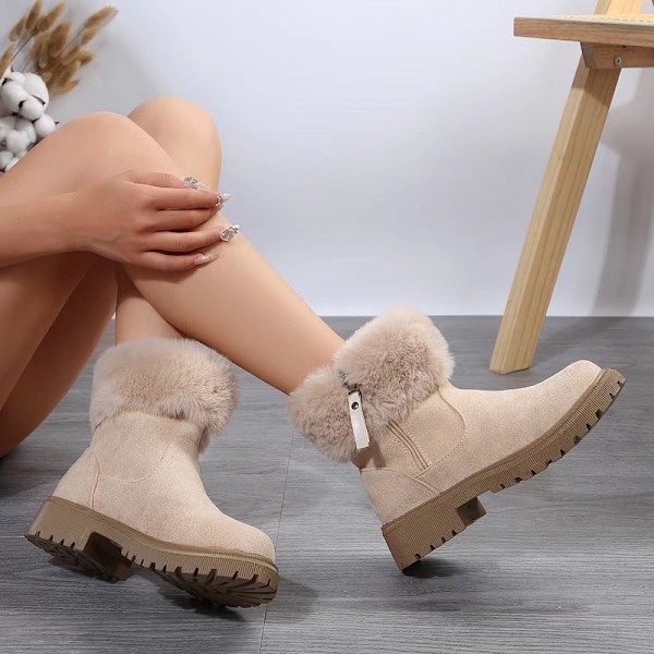 Vinter Non Slip Tykke Plys Damestøvler Beige 38