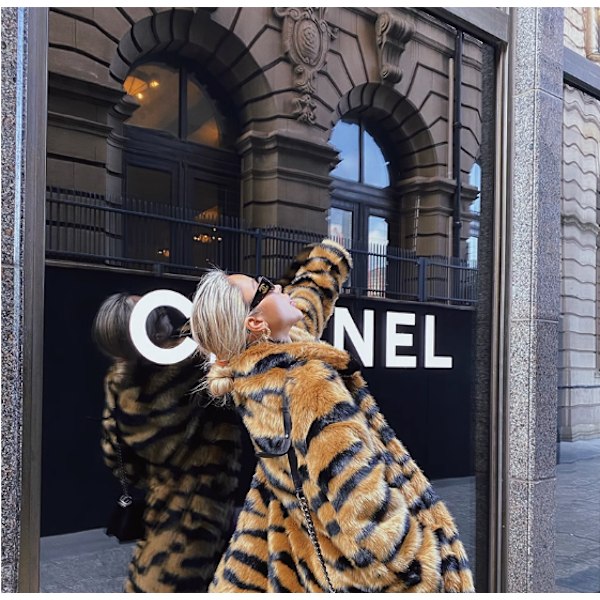 Dame Faux Fur Jakker Vinter Tigerfrakker Løse Pelsjakker M