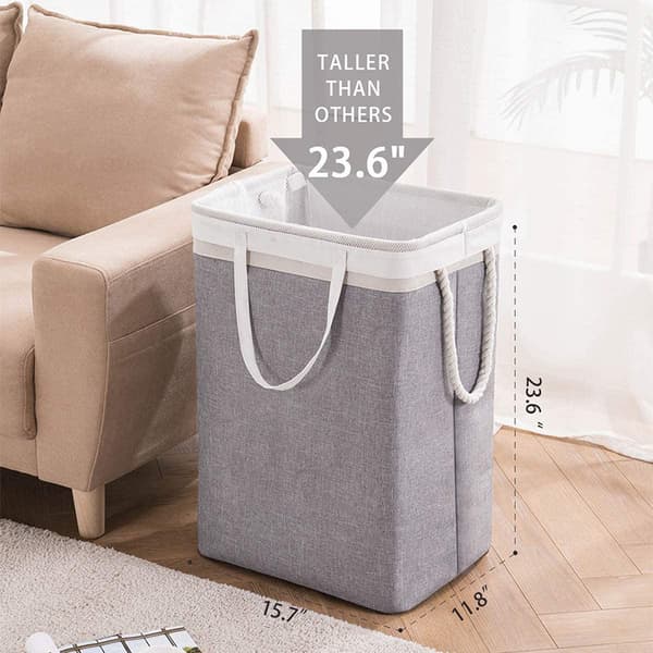 Foldbar kleskurv med robust klespose og håndtak, store vaskeskurver grey