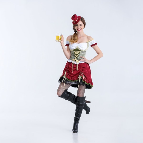 Oktoberfestdräkt för kvinnor Traditionella bayerska karnevalskostymer Style 1 M