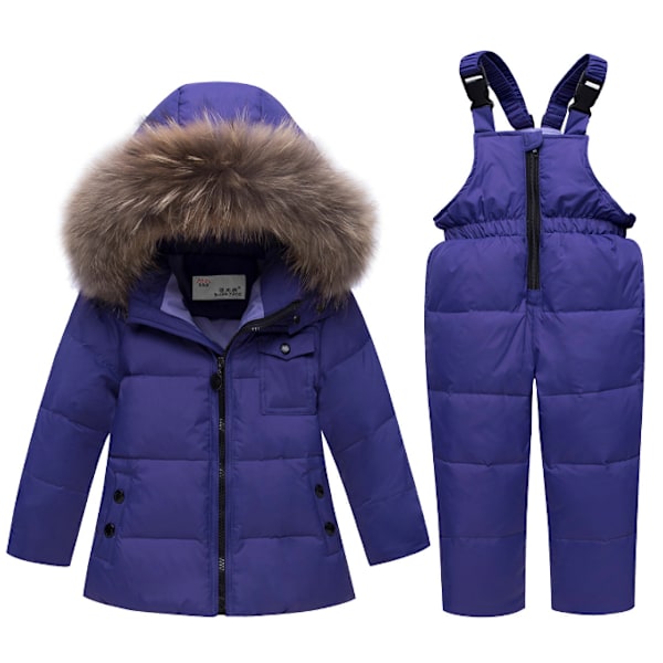 Unga flickor pojkar Puffer skidjacka och snödräkt set purple 110cm
