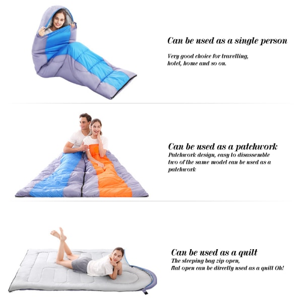 Sovsäckar för vuxna Backpacking Lätt vattentät- Sovsäck för kallt väder 1600g Blue