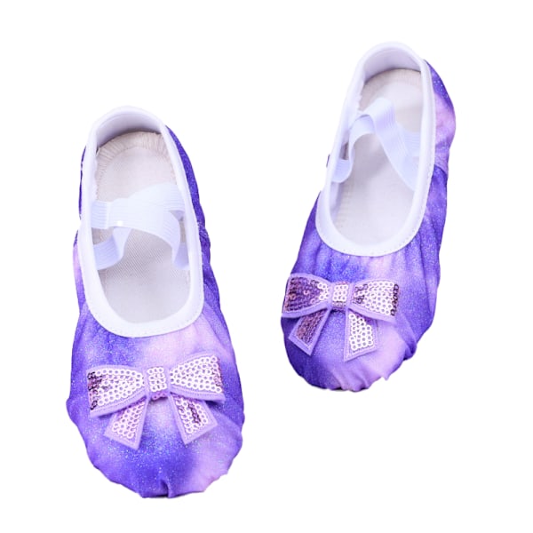 Pige Ballet Sko Glitter Split-Sole Dansesko Purple 23