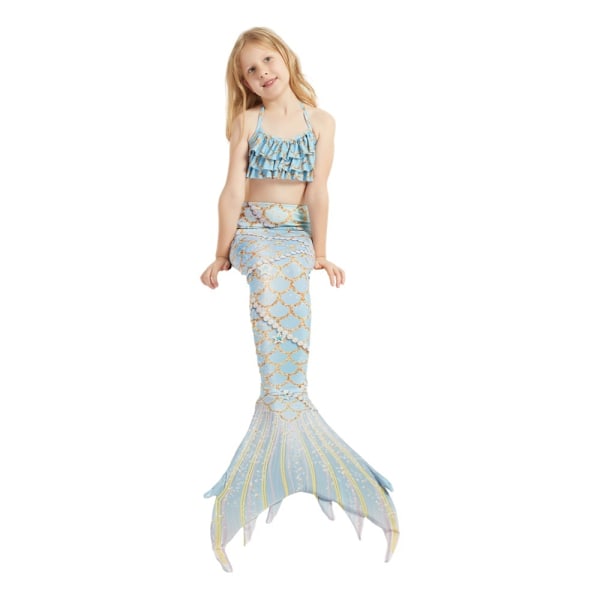 Merenneitojen hännän uimapuku tytöille, 3 osaa, merenneito prinsessan uimapuku blue 140cm