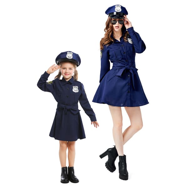 Halloween Polis Kostym Rollspel för Mamma och Flicka L