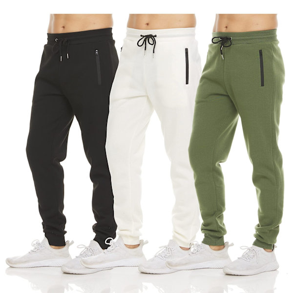 Mænds 3-pak Fleece Active Athletic Workout Jogger Sweatpants Set 3 L