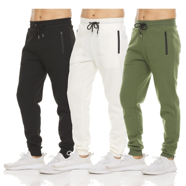 Mænds 3-pak Fleece Active Athletic Workout Jogger Sweatpants Set 3 S