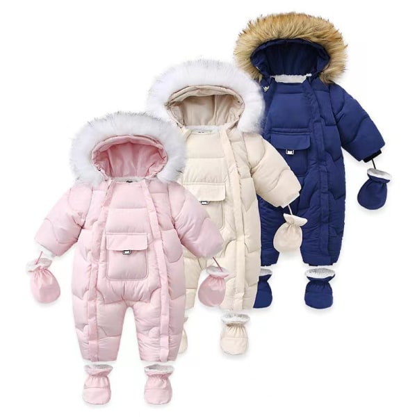 Baby Snow Suit Bedårande Hoodie Jumpsuit Winter blue 6M-9M