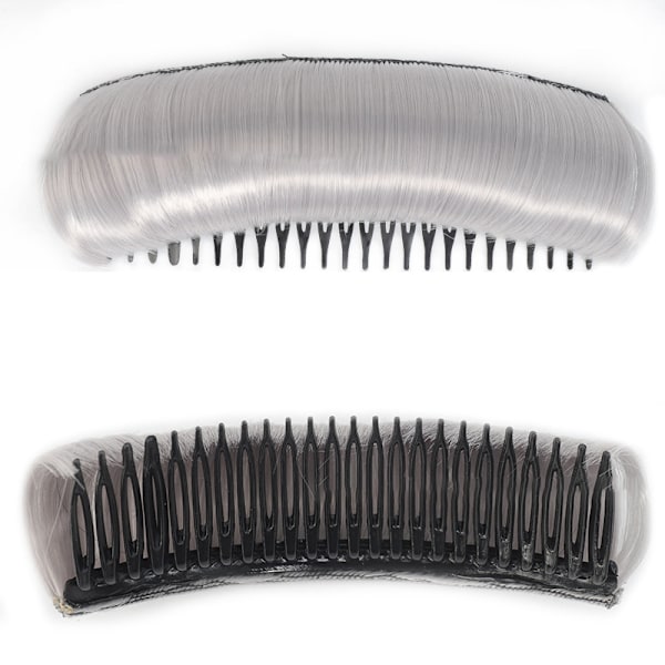 Hårvoluminnlegg med usynlige falske hårklemmer og fluffy puter silver gray