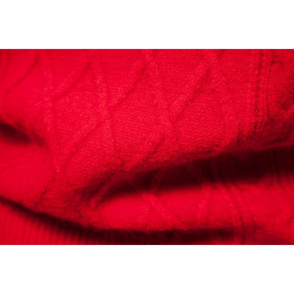 Herrar Rundhals Casual Pullover Tröja i Solid Färg Red M