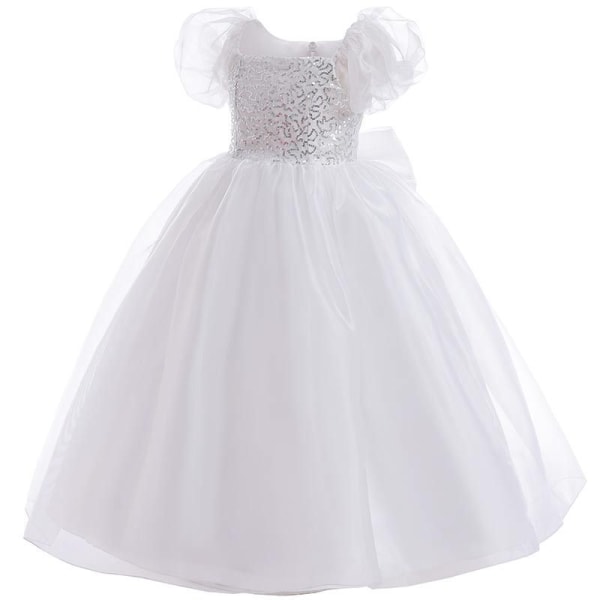 Bubbelärm barnklänning vit pösig klänning 100cm