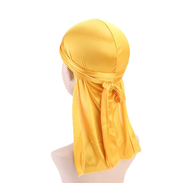 Satin Silke Hodebånd med Lang Hale Beanie for Menn og Kvinner Yellow