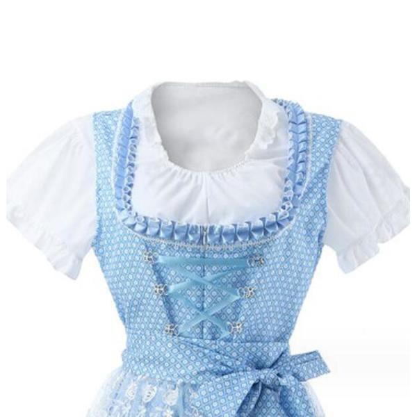 Blå Oktoberfestklänning för kvinnor med tryck 4XL