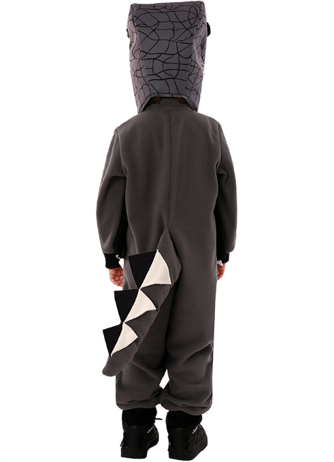 Børnedragt Dinosaur, Sort Jumpsuit med Horn M
