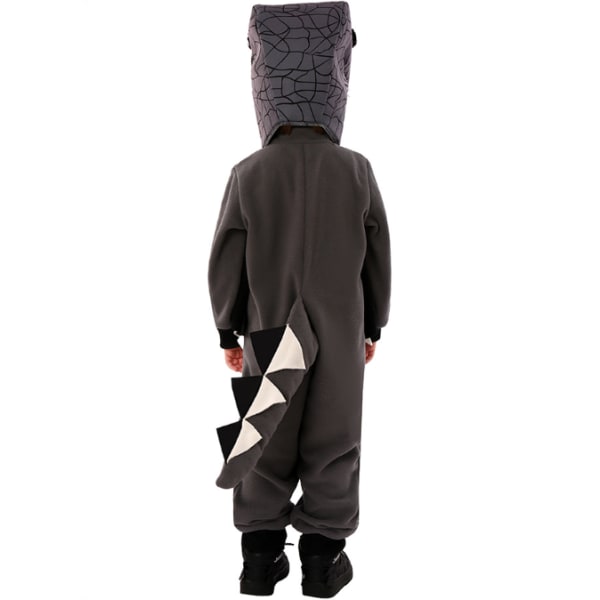 Dinosaurdrakt for barn, svart jumpsuit med horn L