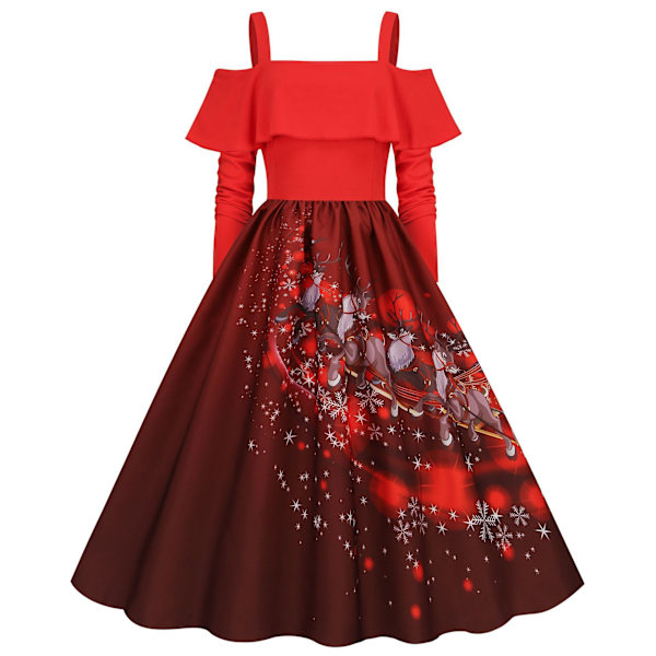 Vinter Julekjole Kvinder, Mode Dame Vintage Julefestkjole Style 4 M
