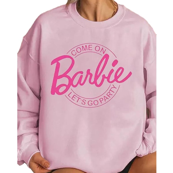 Dame Sweatshirt med Langærmet Rundhals og Alfabetprint Pink 2XL