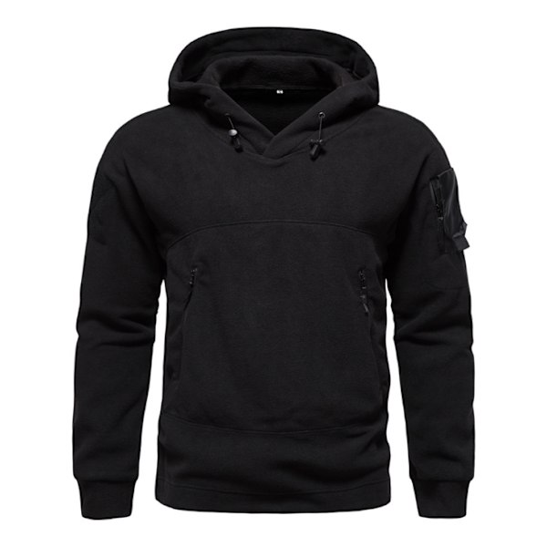 Långärmade luvtröjor i fleece för män black XL