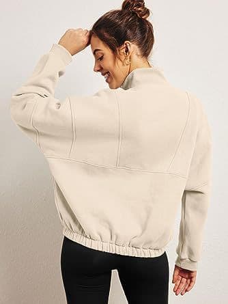 Dame Langærmet Lapel Halv Zip Up Sweatshirt Grey 2XL