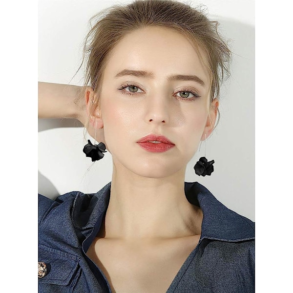 Boho Rose Petal Dangle Resin örhängen Black