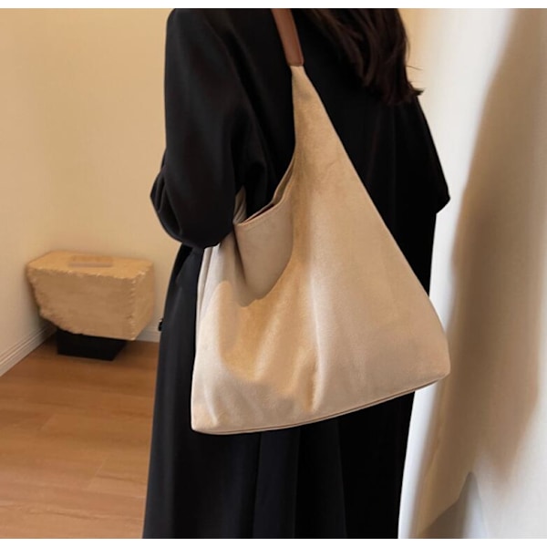 Totetasker til Kvinder Arbejdstasker Slidt Lædertaske Beige