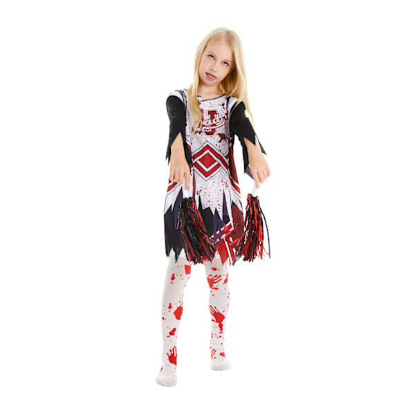 Barn Zombie Cheerleader Klänning Halloween Kostym L