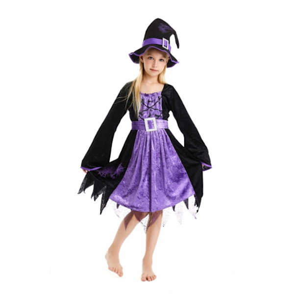 Halloween häxa kostym Set klänning hatt för Halloween M