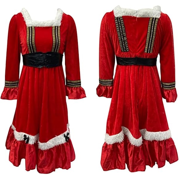 Fru Claus Kostym för Kvinnor Outfit Jul Vuxen Santa Klänning Red M