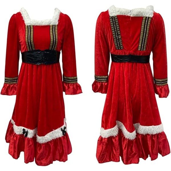 Mrs. Claus Kostym för kvinnor Outfit jul Vuxen tomteklänning Red XL