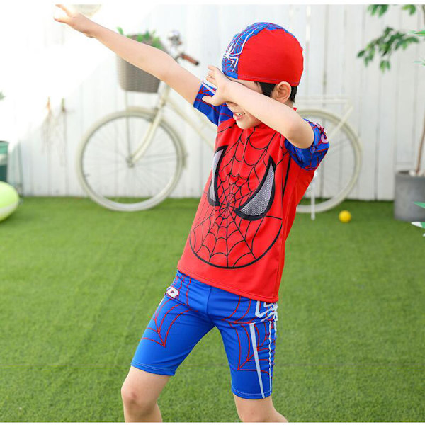 Spider-Man Baddräkt Pojkar Barn Tvådelad Topp Shorts Set Blue 2XL