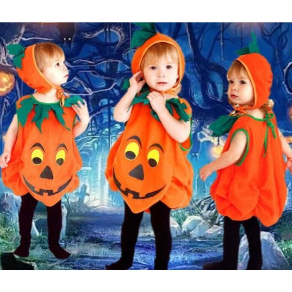 Söt Barn Halloween Pumpakostym Med Hatt Style2 150CM