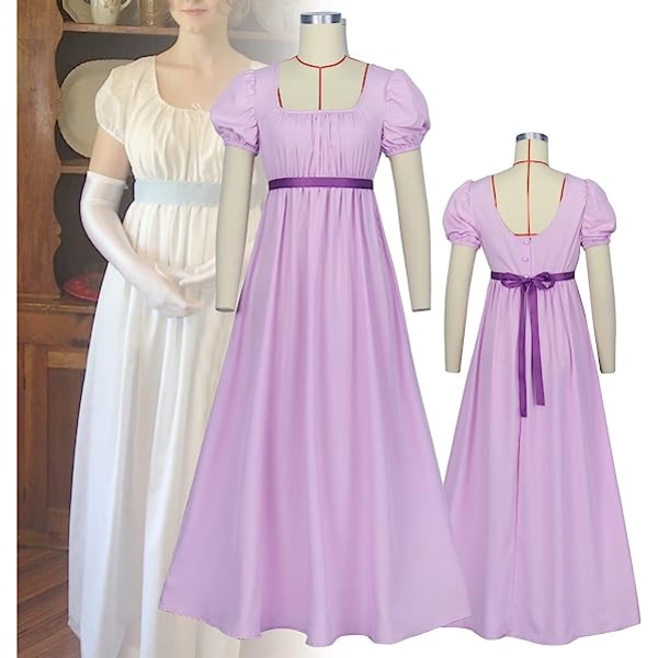 Regency Klänningar för kvinnor med satäng skärp Purple XL