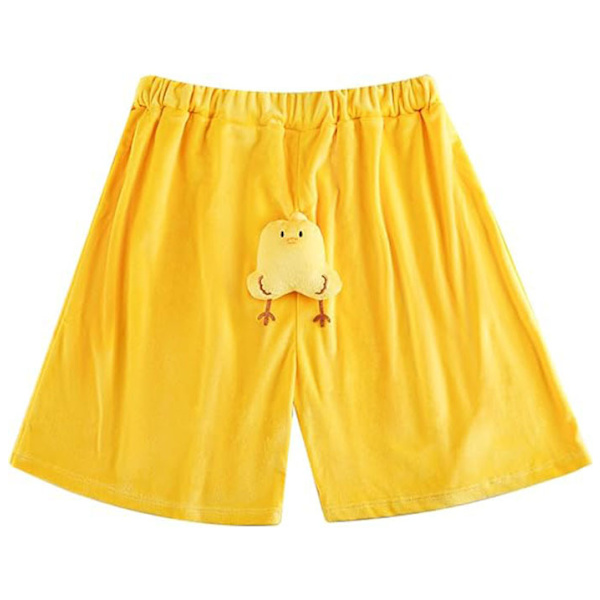 Hauskat kana-kilpikonnat shortsit, söpöt vetäytyvät kana-shortsit Yellow L