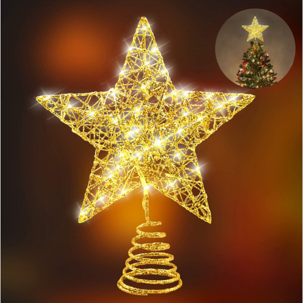 Christmas Star Tree Topper med LED-ljus gold