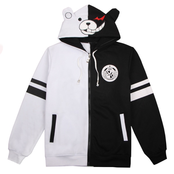 Monokuma Black White Bear Huvtröjor Anime Cosplay Kostym Dragkedja Unisex Jacka Uniform S