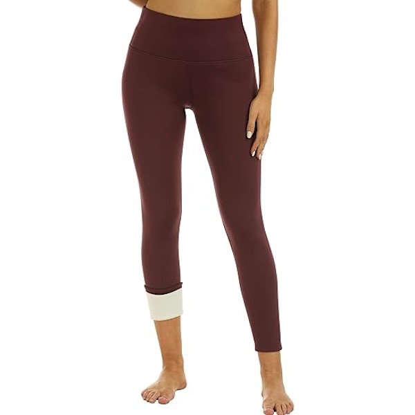 Dame Fleeceforet Leggings Termisk Varme Vinter Strømpebukser Højtaljede Yoga Bukser Burgundy 2XL