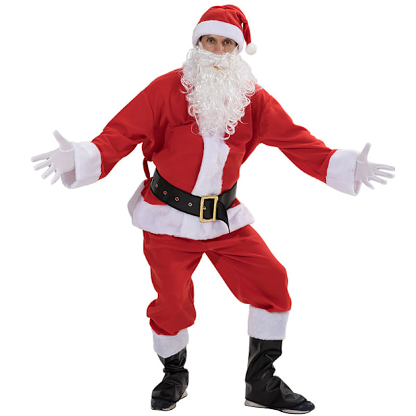 Jultomte Kostym Deluxe Sammet Dräkt 7 delar Red