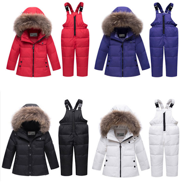 Unga flickor pojkar Puffer skidjacka och snödräkt set red 100cm